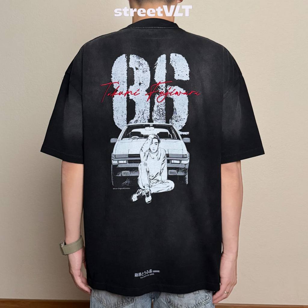 Gro Grocery Tarmac Initial D 86 vs FD Washed Graphic Tee