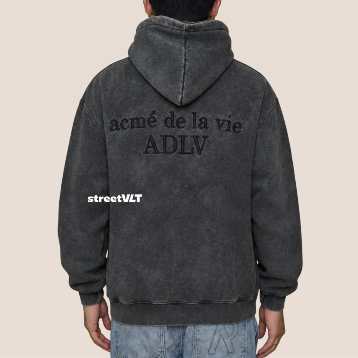 ADLV Border Line Basic Logo Washing Hoodie Acme De La Vie