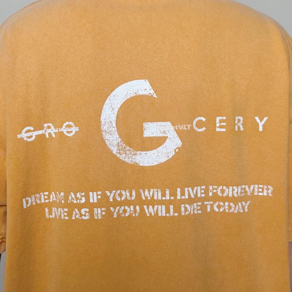Gro Grocery Sand Washed Painted Slogan Tee