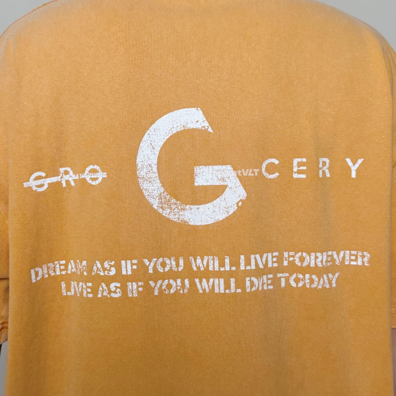 Gro Grocery Sand Washed Painted Slogan Tee