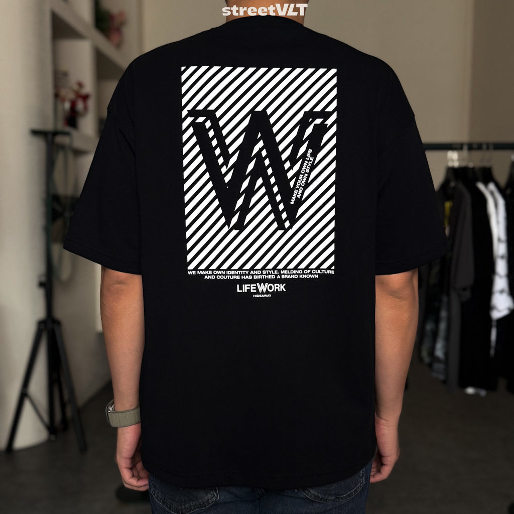 Life Work Korea W Stripe Logo Tee