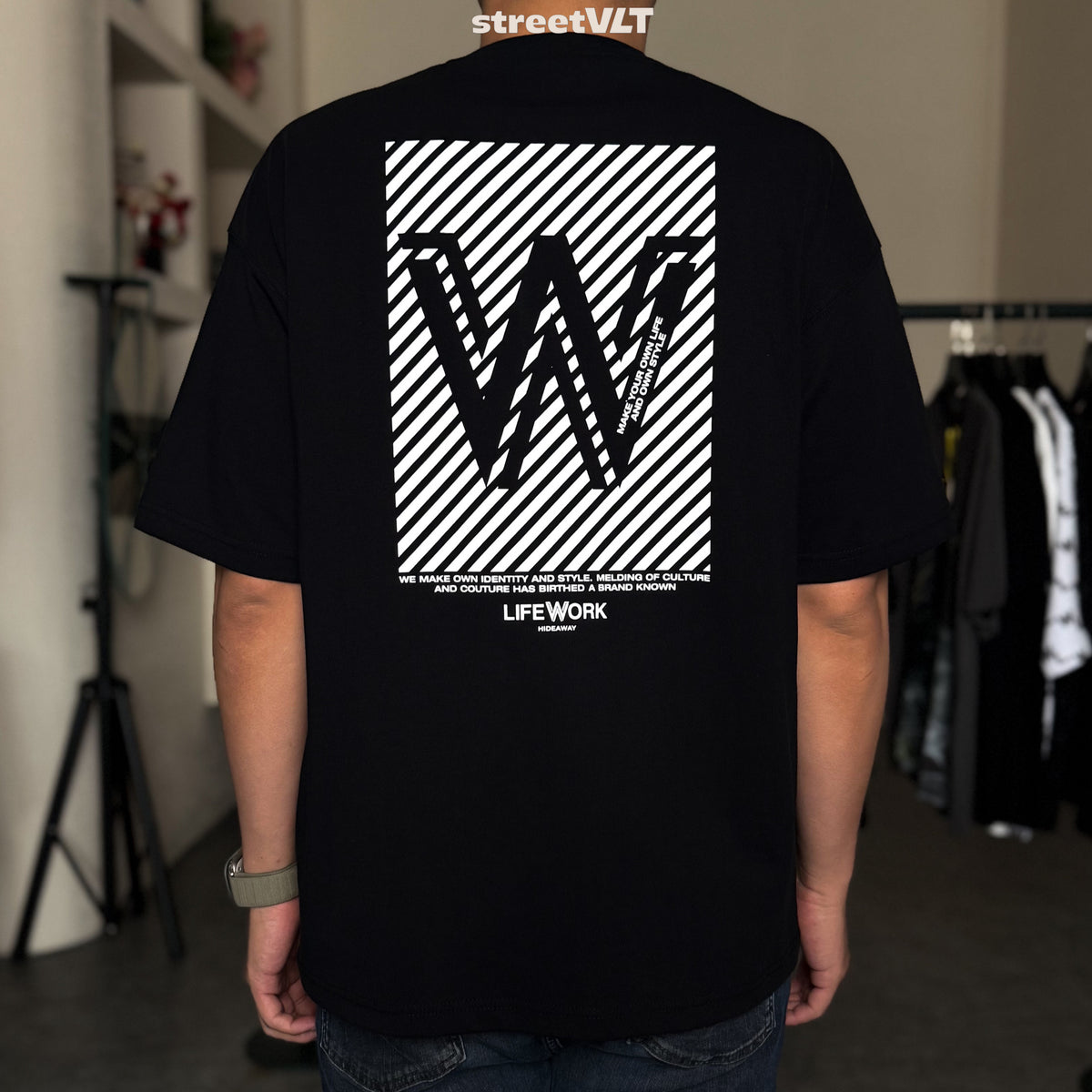 Life Work Korea W Stripe Logo Tee