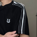 Ricky is Clown Raglan Chain Stripes Embroidered Tee