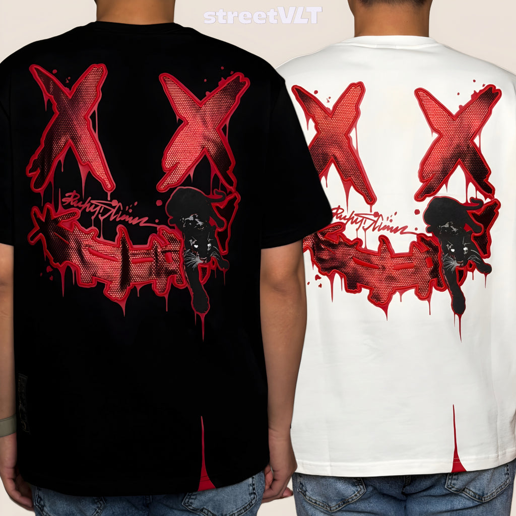 Ricky is Clown Bloody Black Panther Patch Embroidered Tee