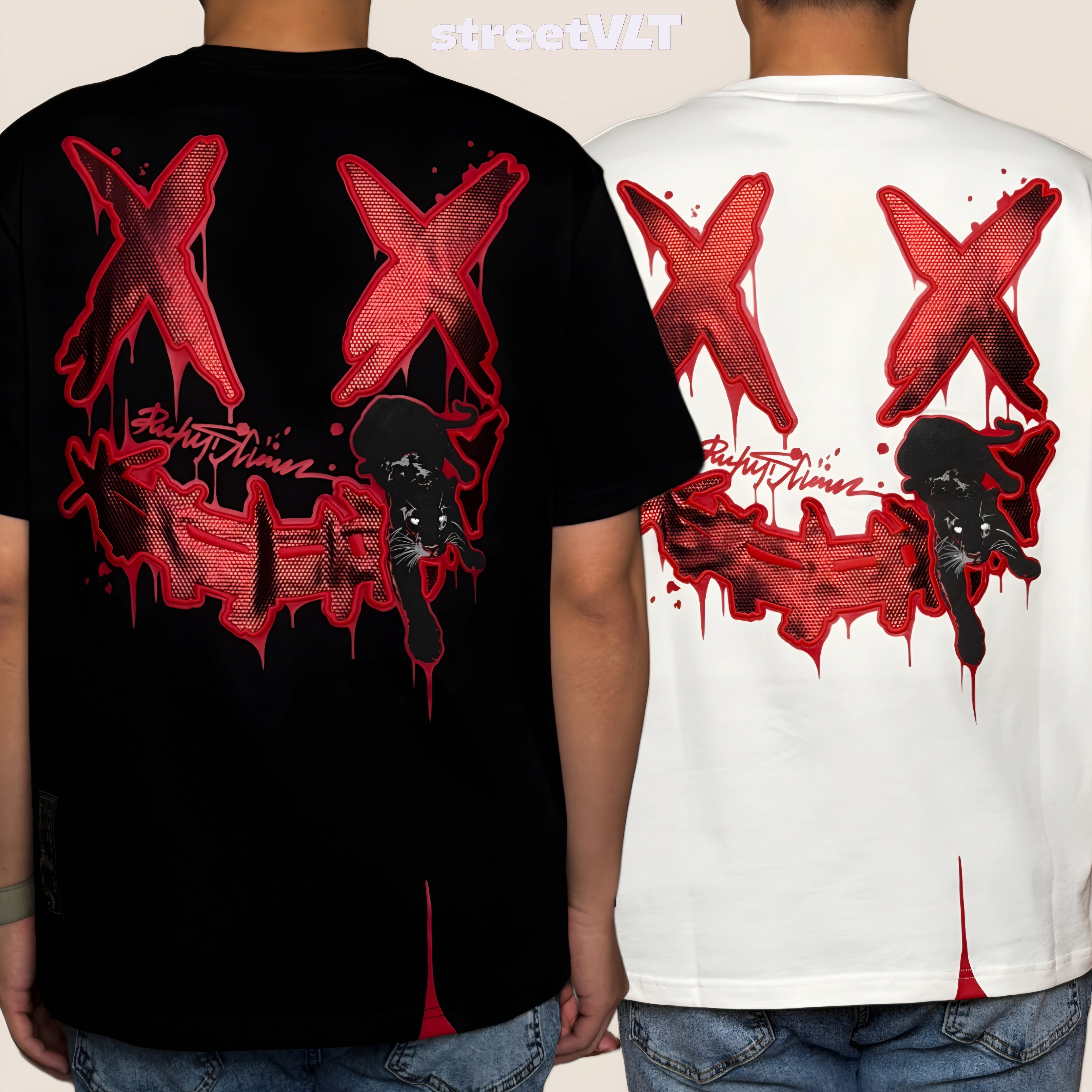 Ricky is Clown Bloody Black Panther Patch Embroidered Tee