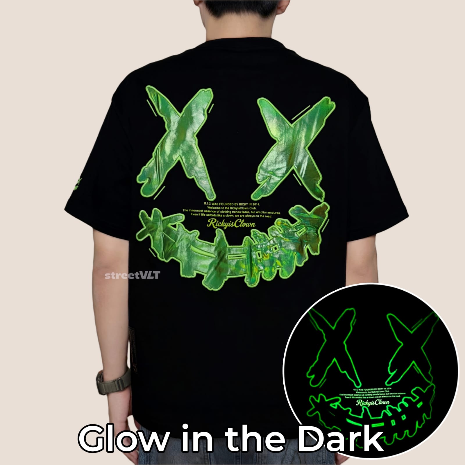 Ricky is Clown Dazzling Green Glow in the Dark Tee