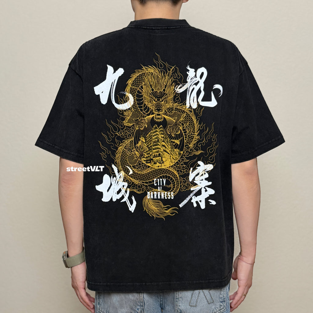 Gro Grocery City of Darkness Golden Dragon Washed Graphic Boxy Tee