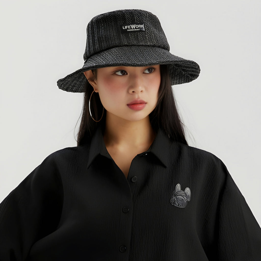 Life Work Korea Rattan Webbing Raffia Bucket Hat