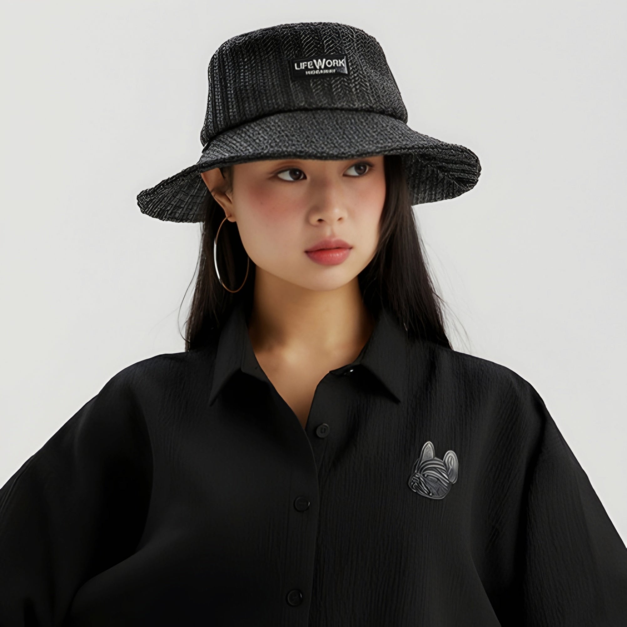 Life Work Korea Rattan Webbing Raffia Bucket Hat
