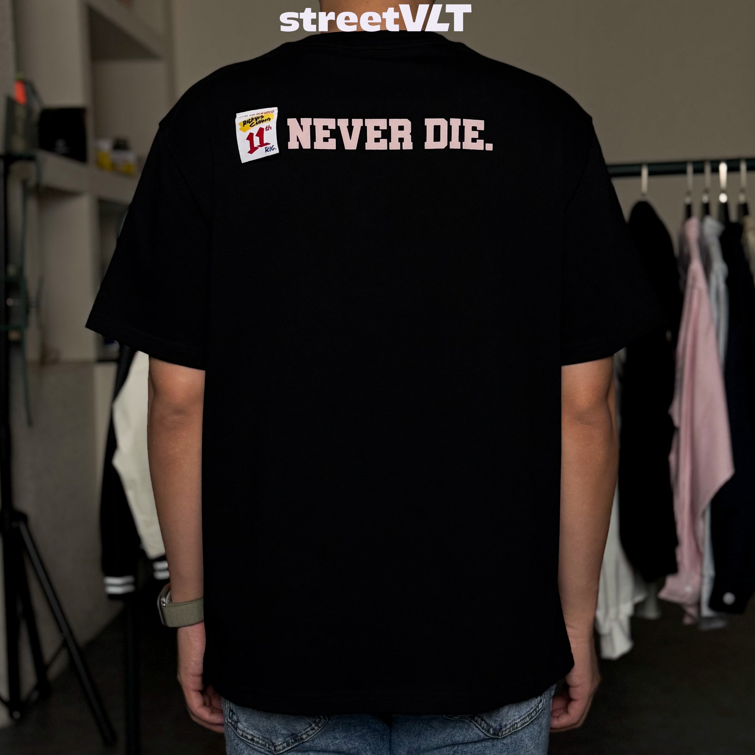 Ricky is Clown 11th Never Die Letter Print Tee
