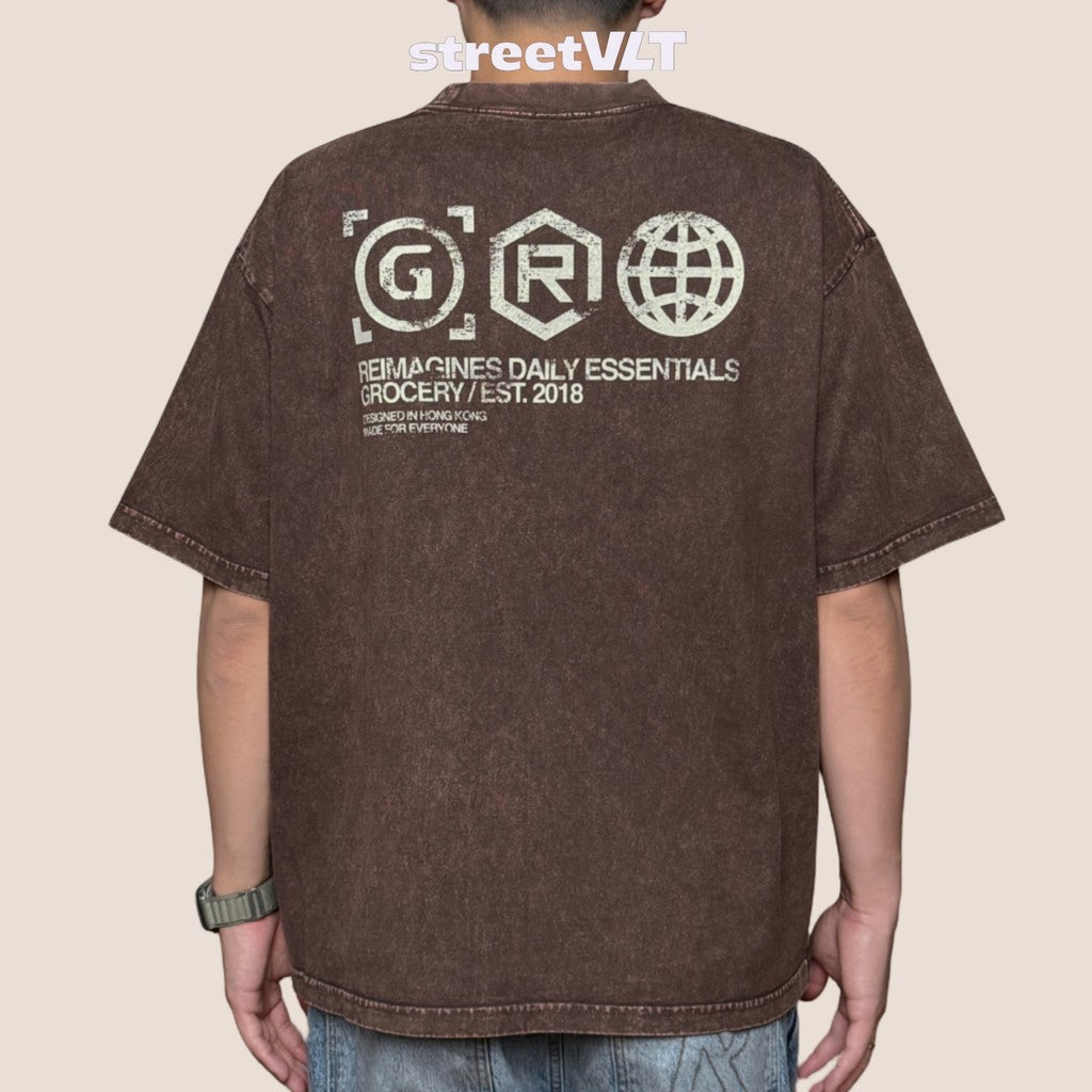 Gro Grocery Daily Essentials Washed Graphic Boxy Tee