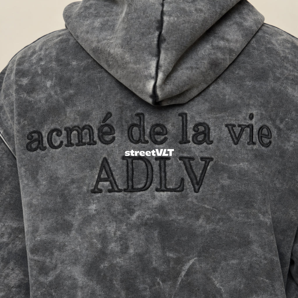 ADLV Border Line Basic Logo Washing Hoodie Acme De La Vie