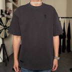 Life Work Korea Washed Small Logo Silicone Radog Grey Tee