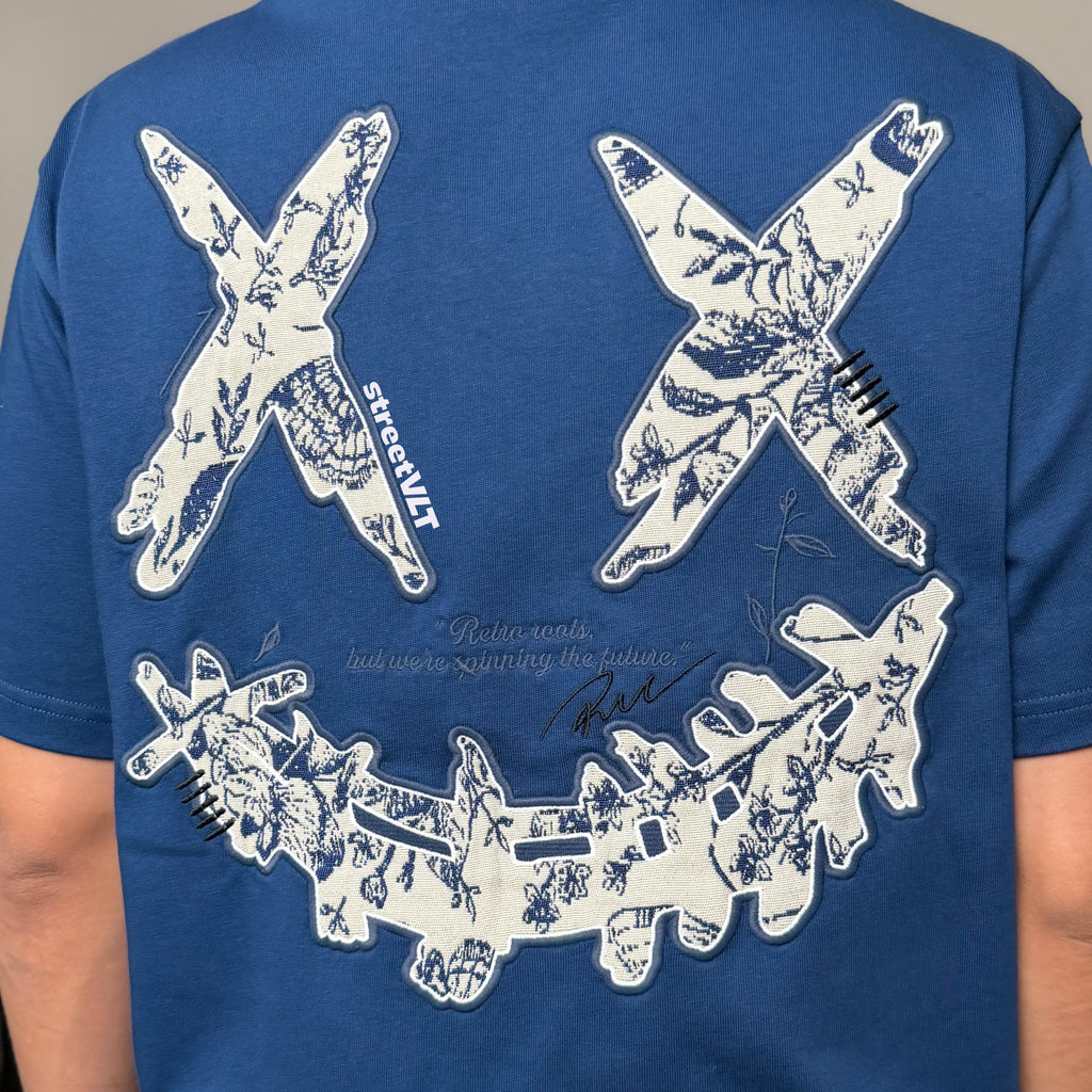 Ricky is Clown Blue and White Porcelain Applique Embroidered Tee 2 Original