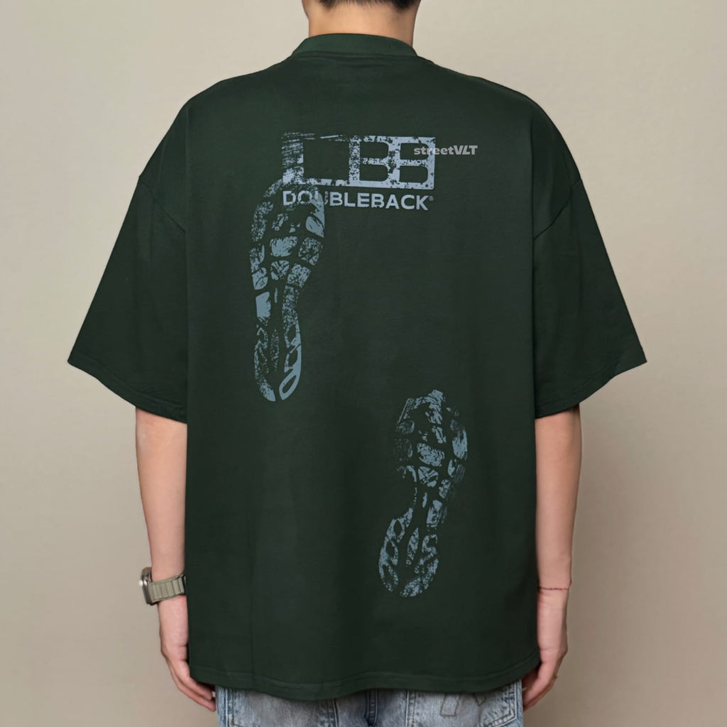 Doubleback Shoeprint Oversized Dark Green Tee