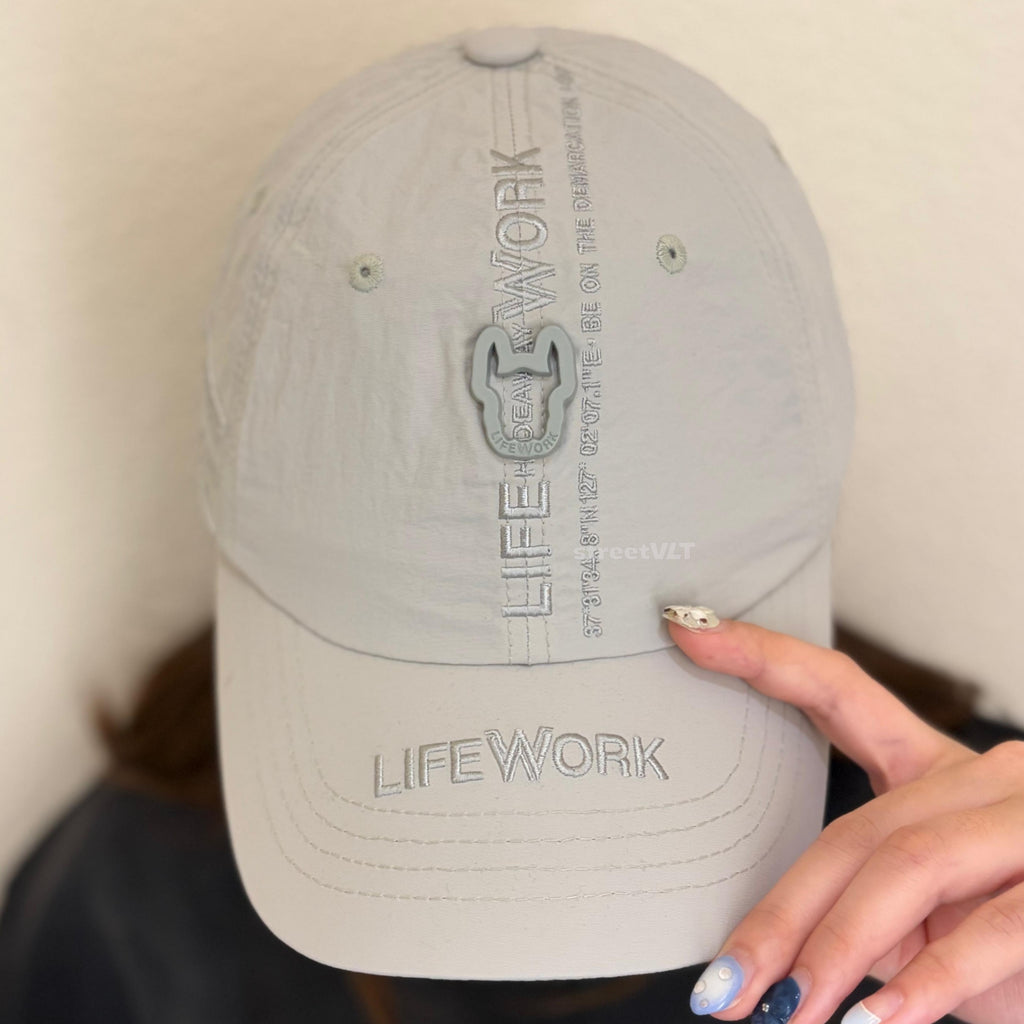Life Work Korea Metal Washer Embroidered Light Grey Cap