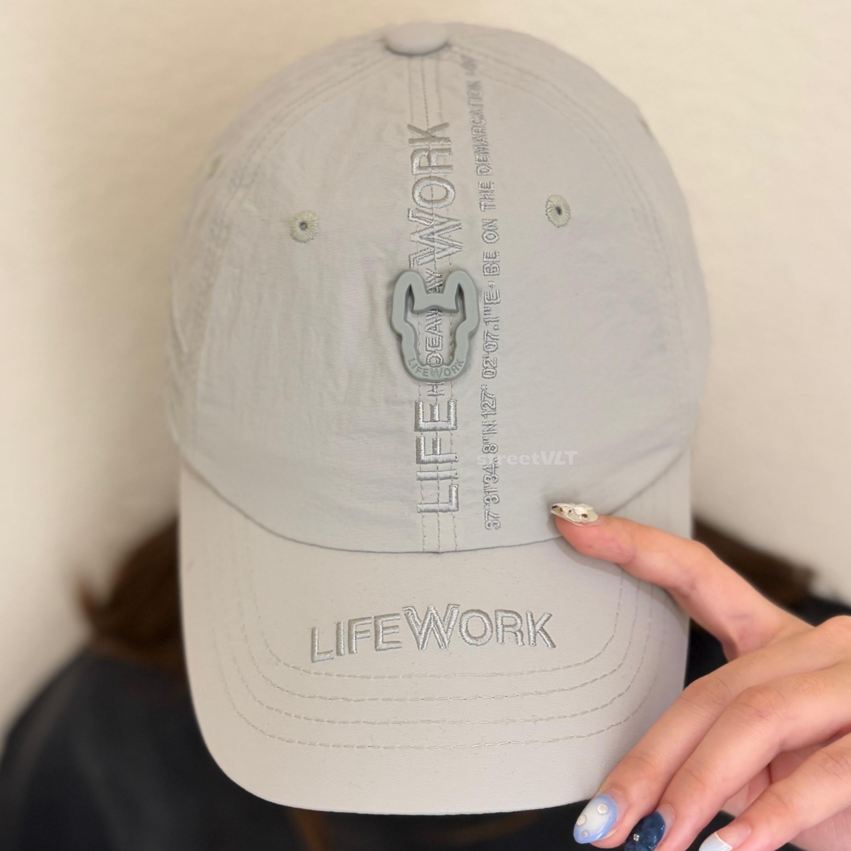 Life Work Korea Metal Washer Embroidered Light Grey Cap