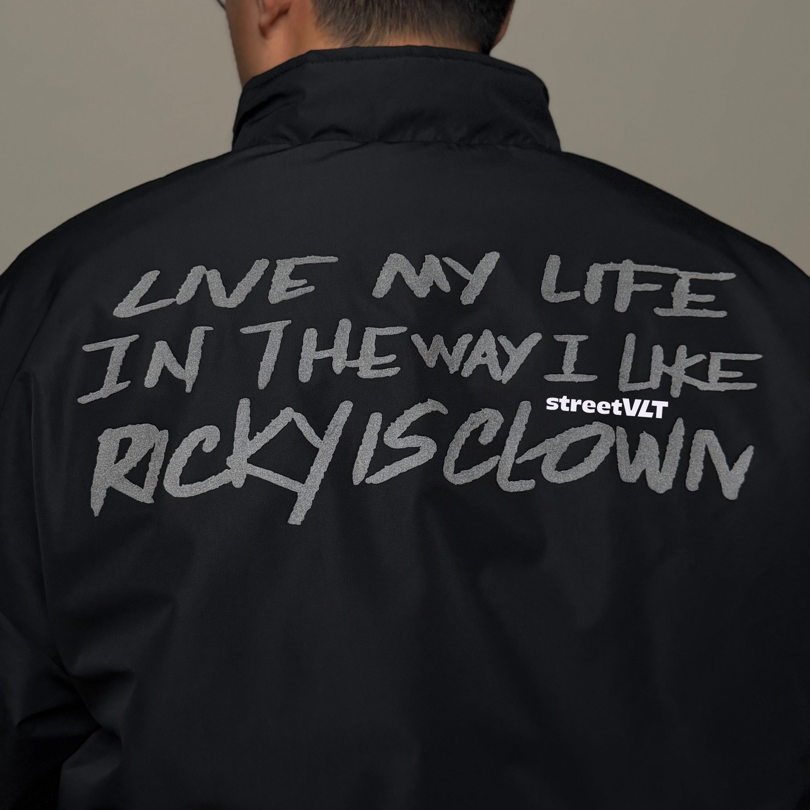 Ricky is Clown Vinyl Record Quilted Boxy Varsity Jacket