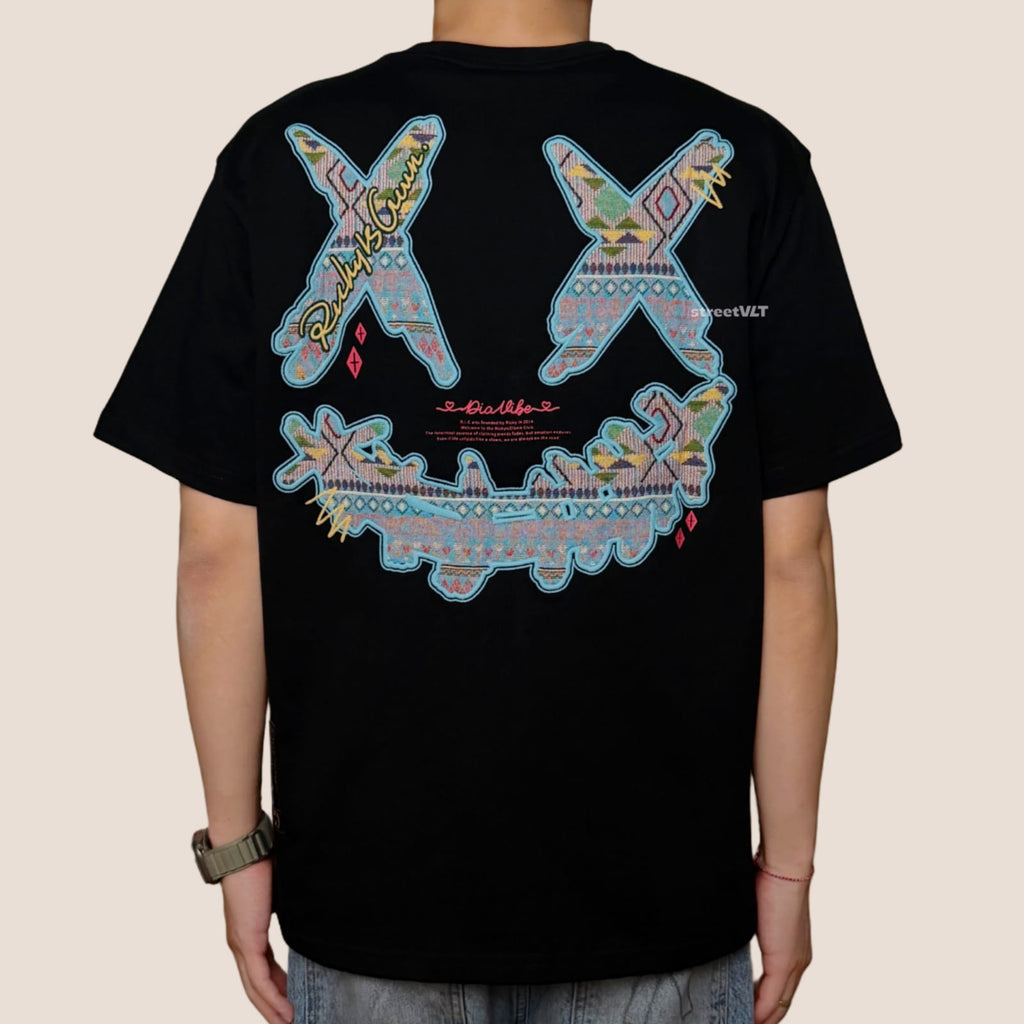 Ricky is Clown Sky Blue Tribe Patchwork Embroidered Tee