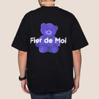Fier De Moi Purple Bear White Logo Tee