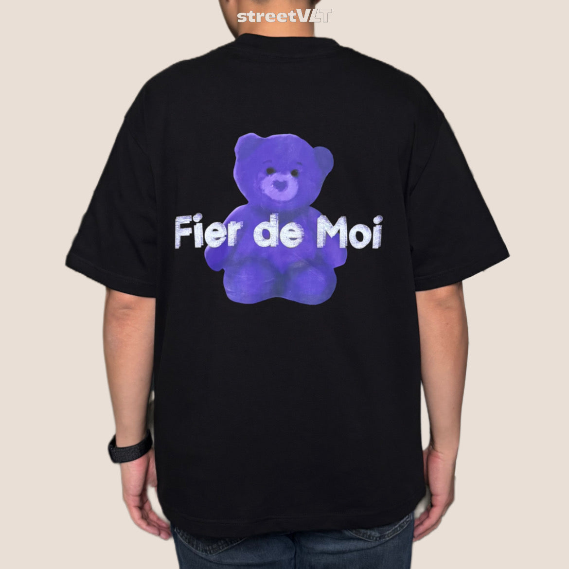 Fier De Moi Purple Bear White Logo Tee