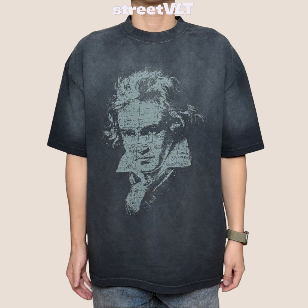 Gro Grocery Washed Beethoven Graphic Faded Tee