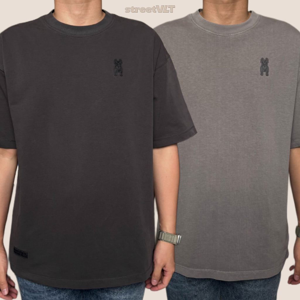Life Work Korea Washed Small Logo Silicone Radog Grey Tee