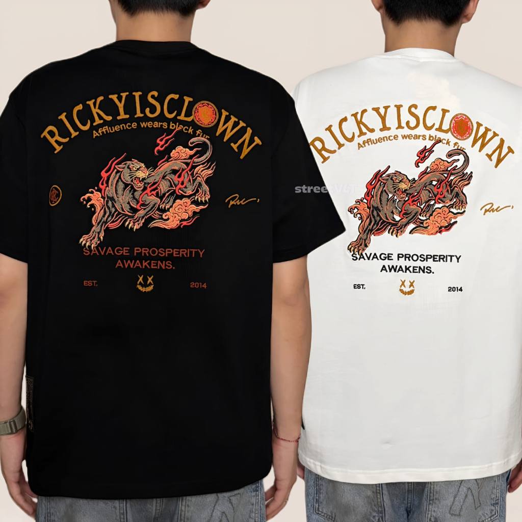 Ricky is Clown Fire Leopard Embroidered Tee
