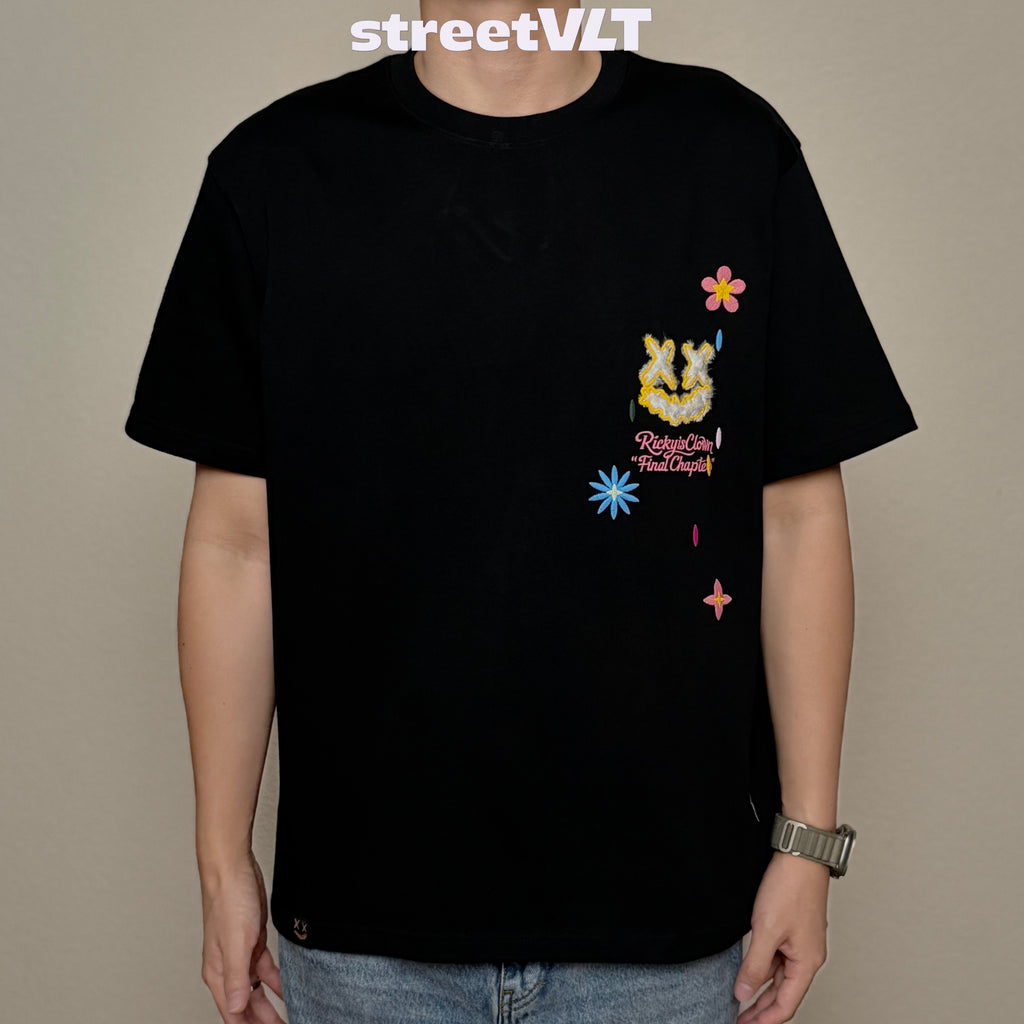 Ricky is Clown Flowers Falling in Rain Butterflies Tee