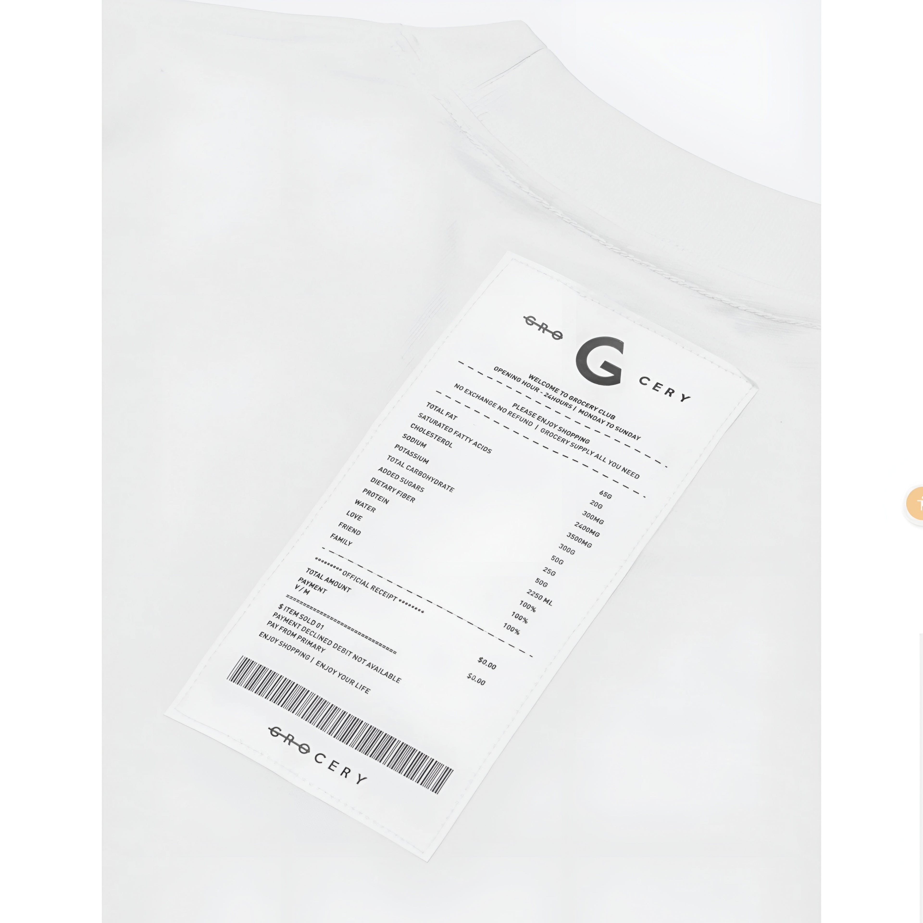 Gro Grocery 001 Invoice White Tee