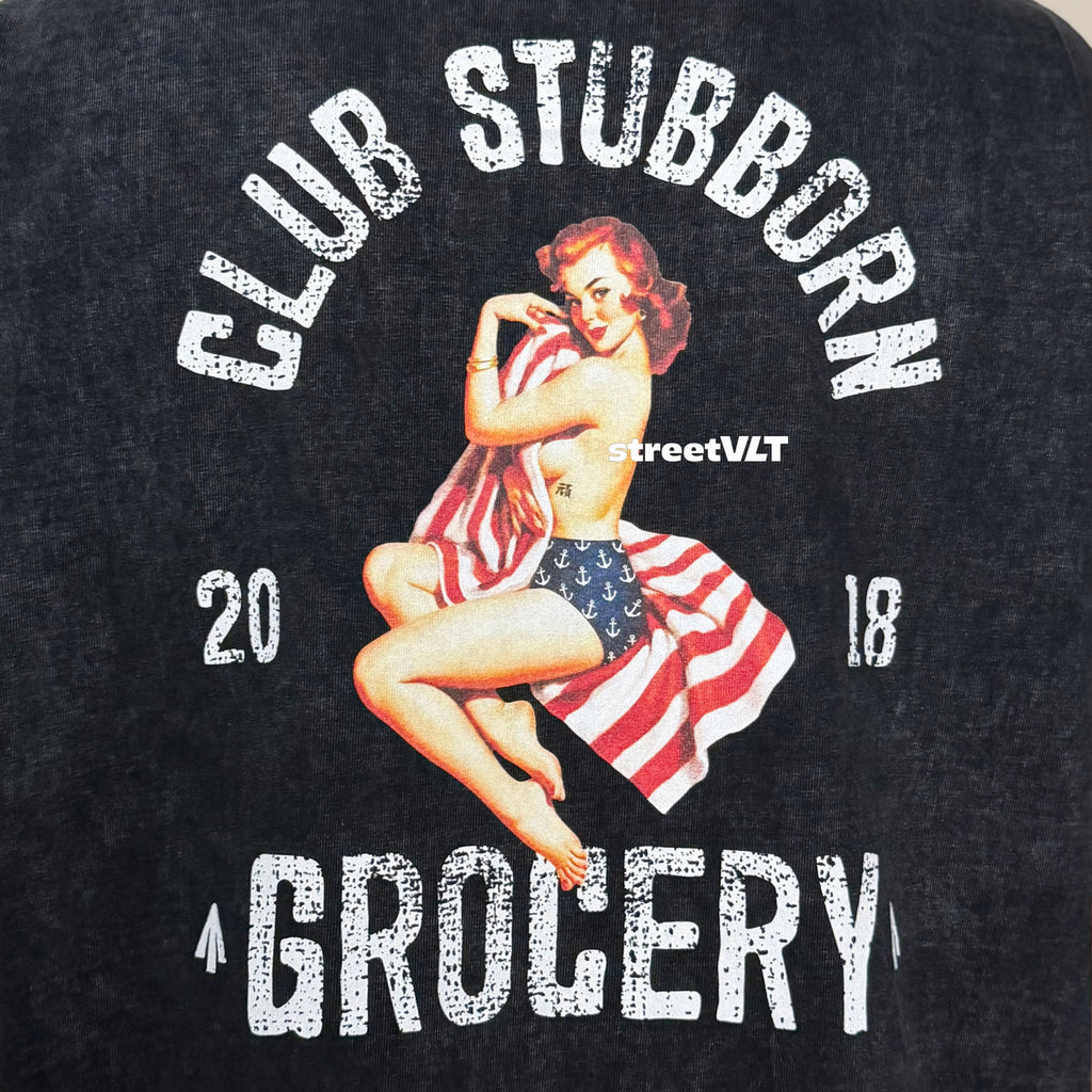 Gro Grocery X Club Stubborn American Girl Graphic Boxy Washed Tee
