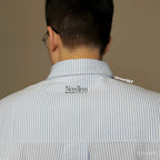Gro Grocery x Needless Chinese Button Stripe Blue & Grey Shirt