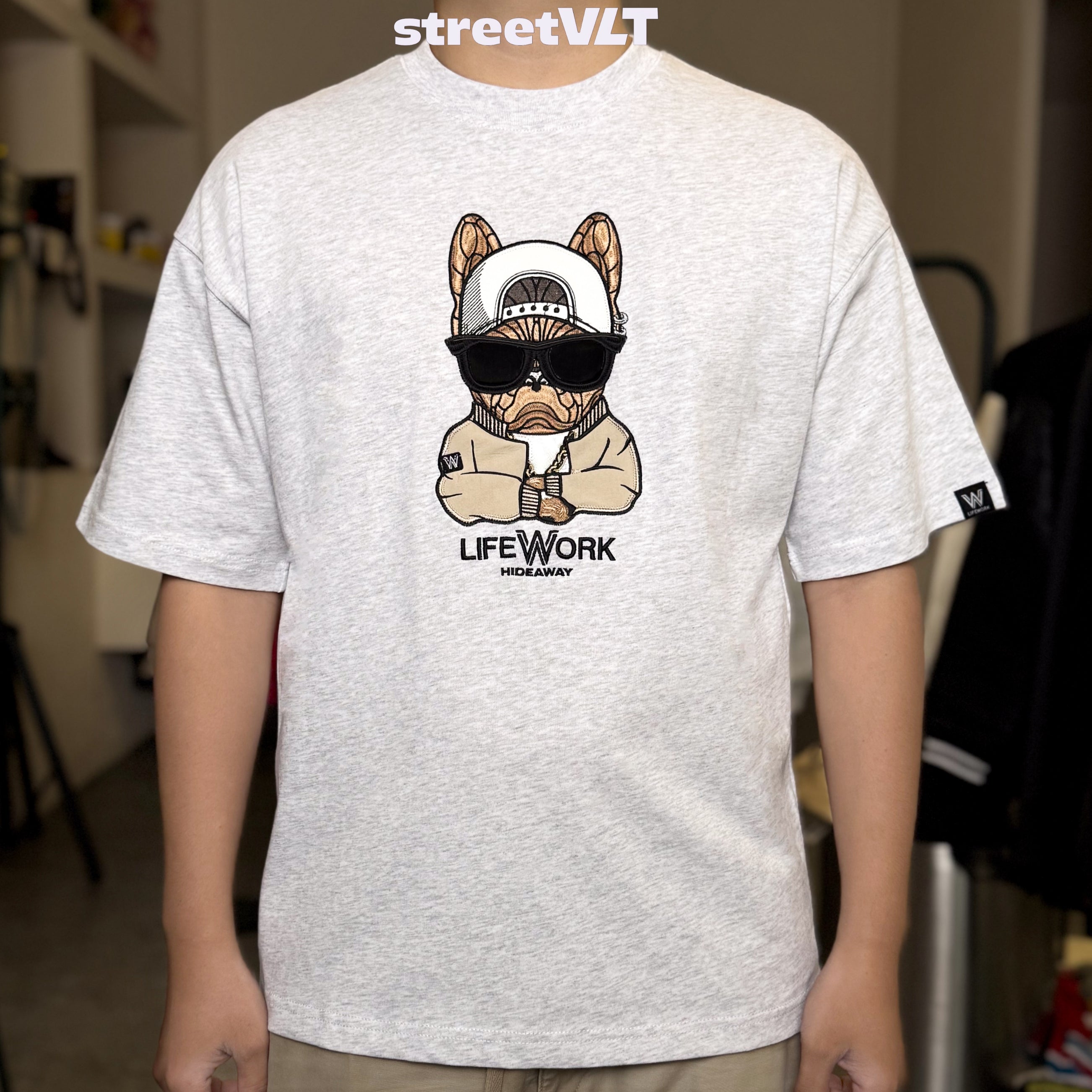 Life Work Korea Cross Arm Hipdog Embroidery Tee
