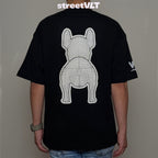 Life Work Korea Silket Big White Radog Black Tee