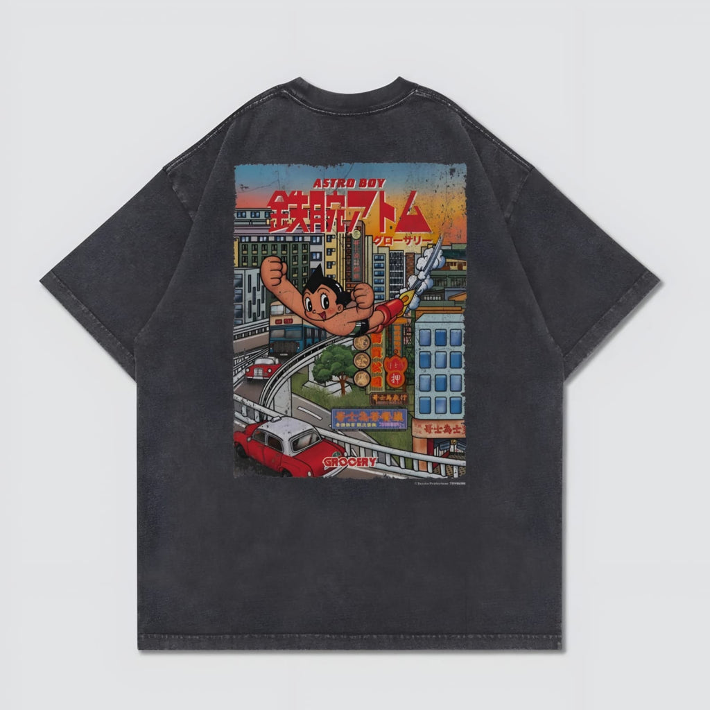 Gro Grocery X Toy Qube Astro Boy Hong Kong Poster Washed Tee