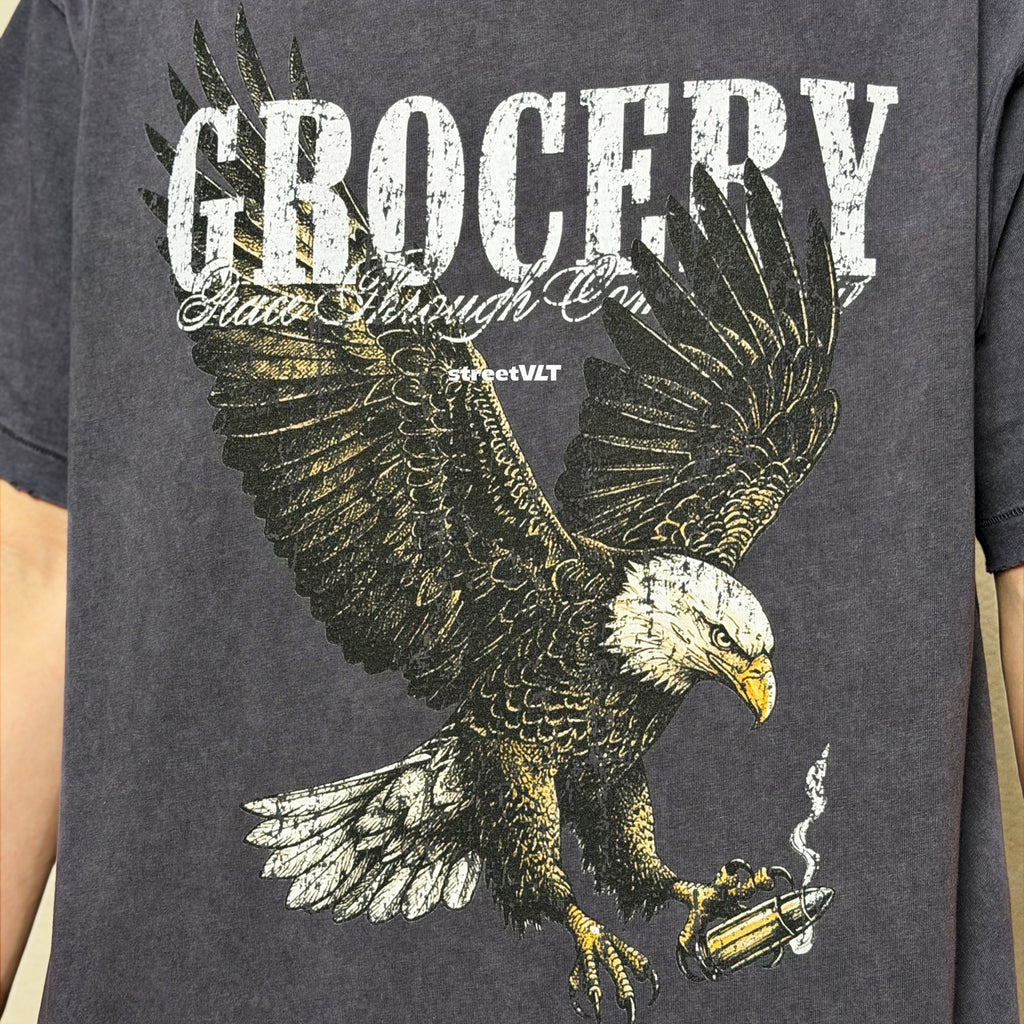 Gro Grocery Vintage Eagle Graphic Washed Boxy Tee
