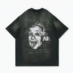 Gro Grocery Washed Einstein Graphic Faded Dark Green Tee