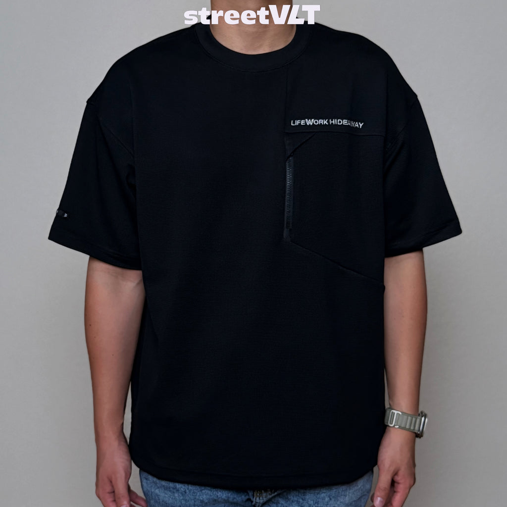Life Work Korea Waffle Style Front Pocket Zipper Tee