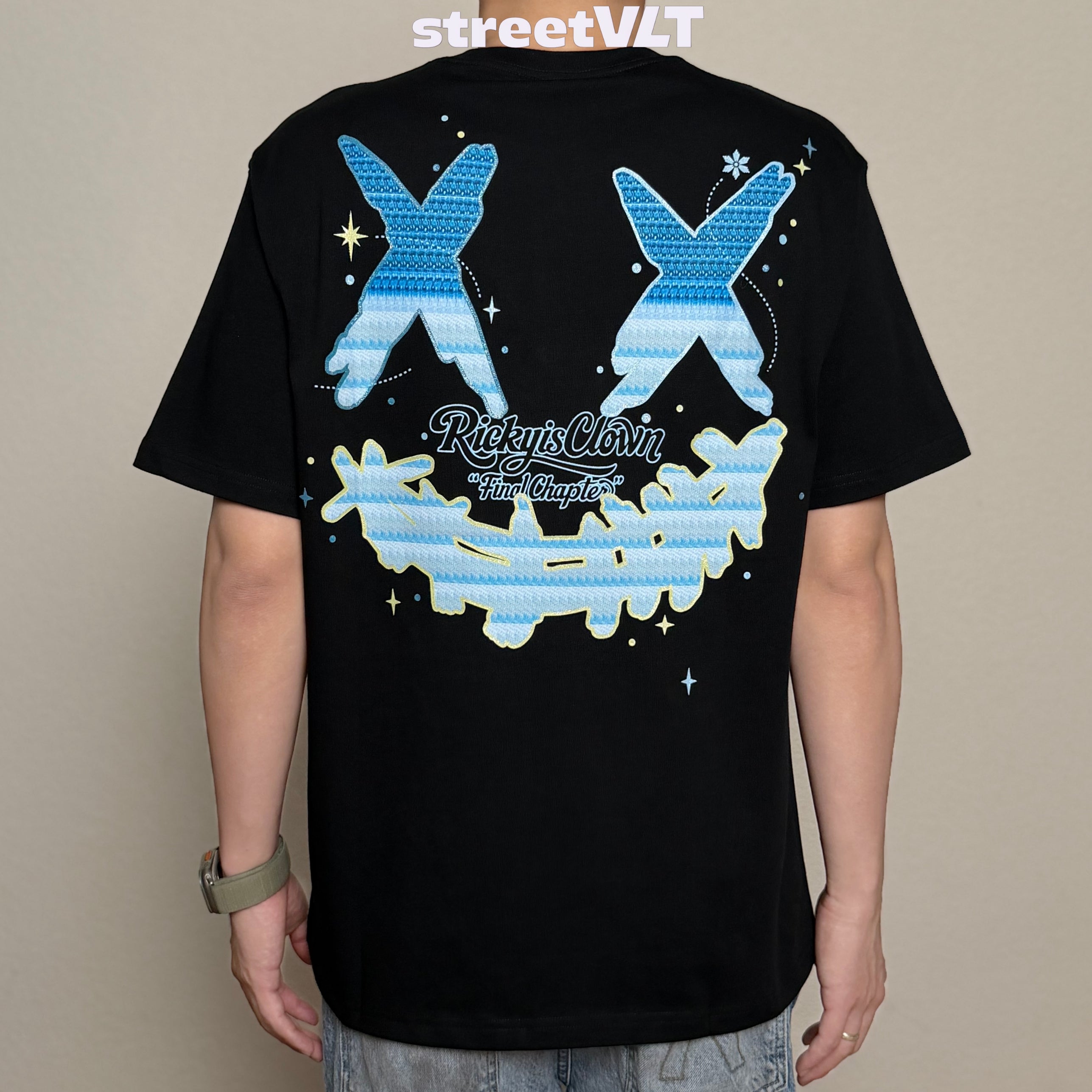 Ricky is Clown Blue Feather Floral Tear Tee