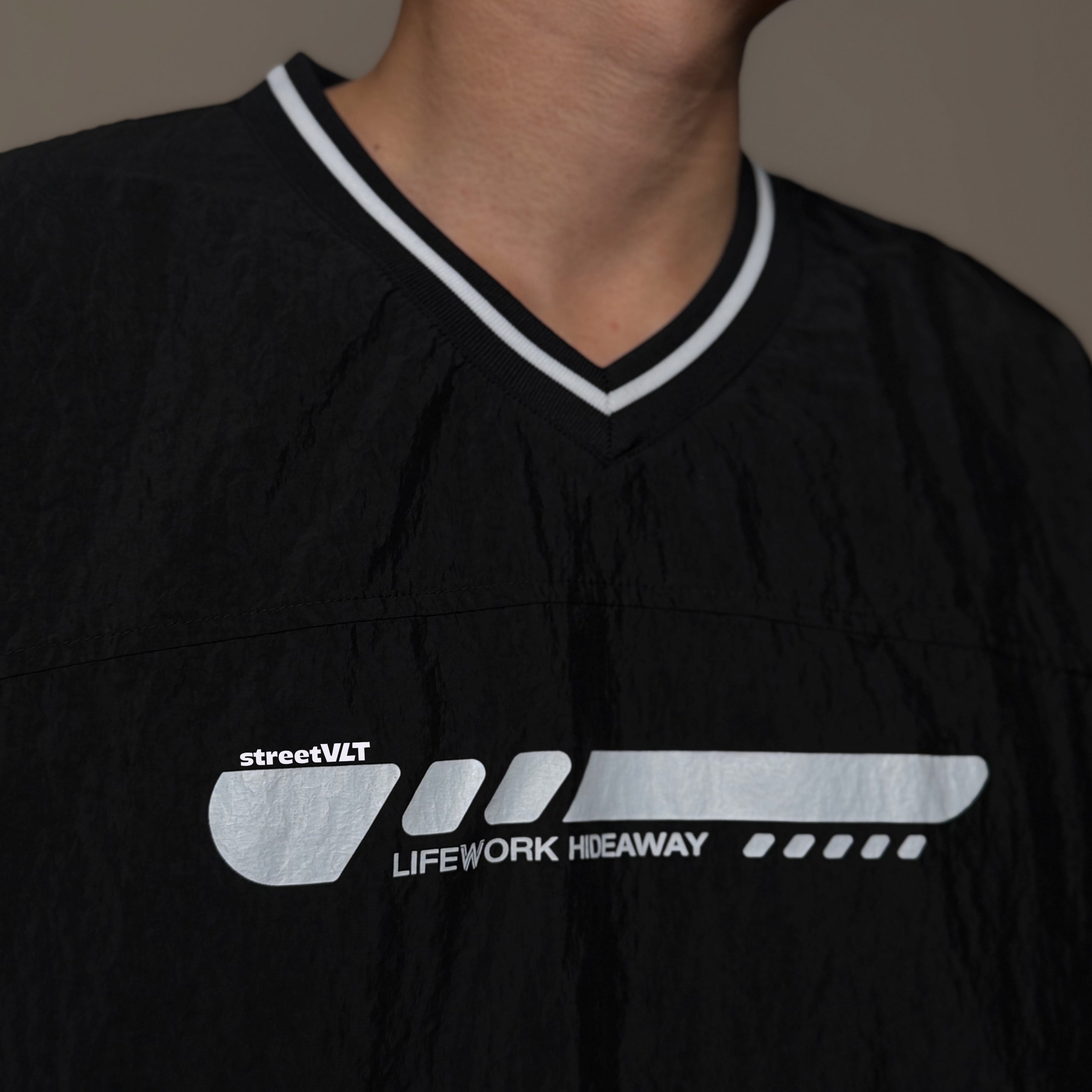 Life Work Korea V-Neck Nylon Tee