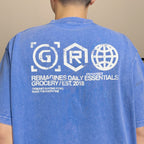 Gro Grocery Daily Essentials Washed Graphic Boxy Blue Tee