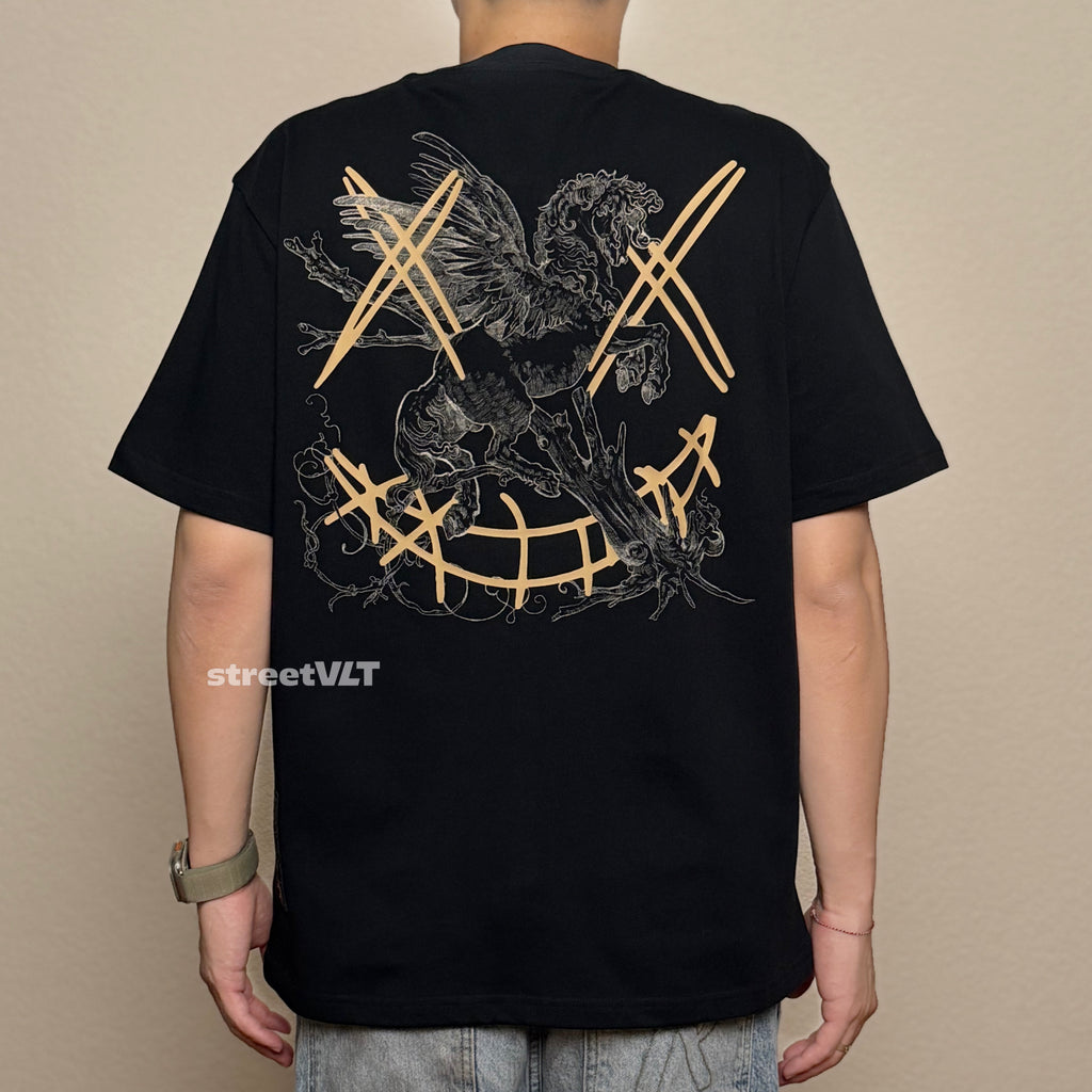 Ricky Is Clown Pegasus Gold Horse Black Tee