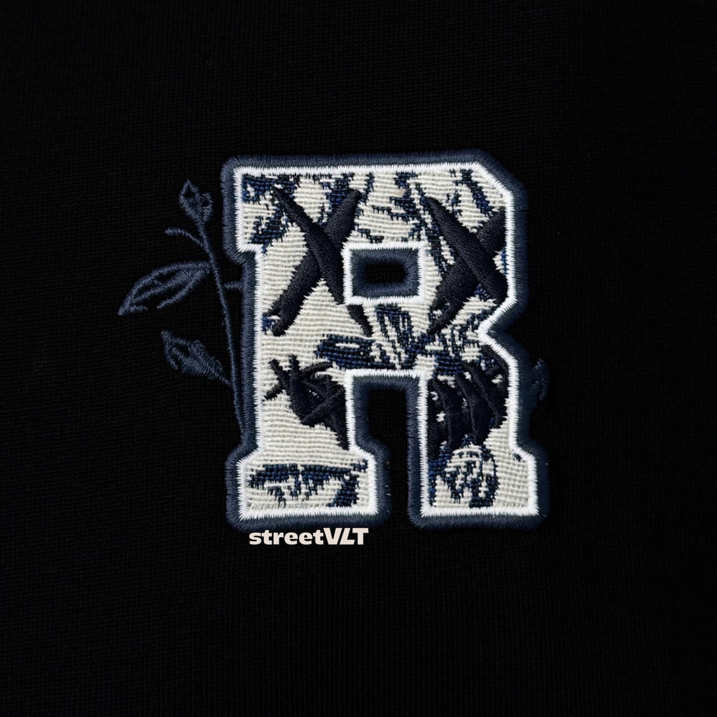 Ricky is Clown Blue and White Porcelain Applique Embroidered Tee Original