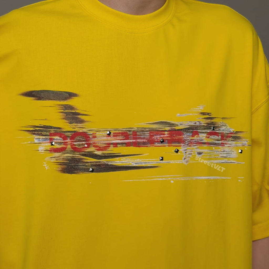Doubleback Car Paint Scratch Oversized Yellow Tee