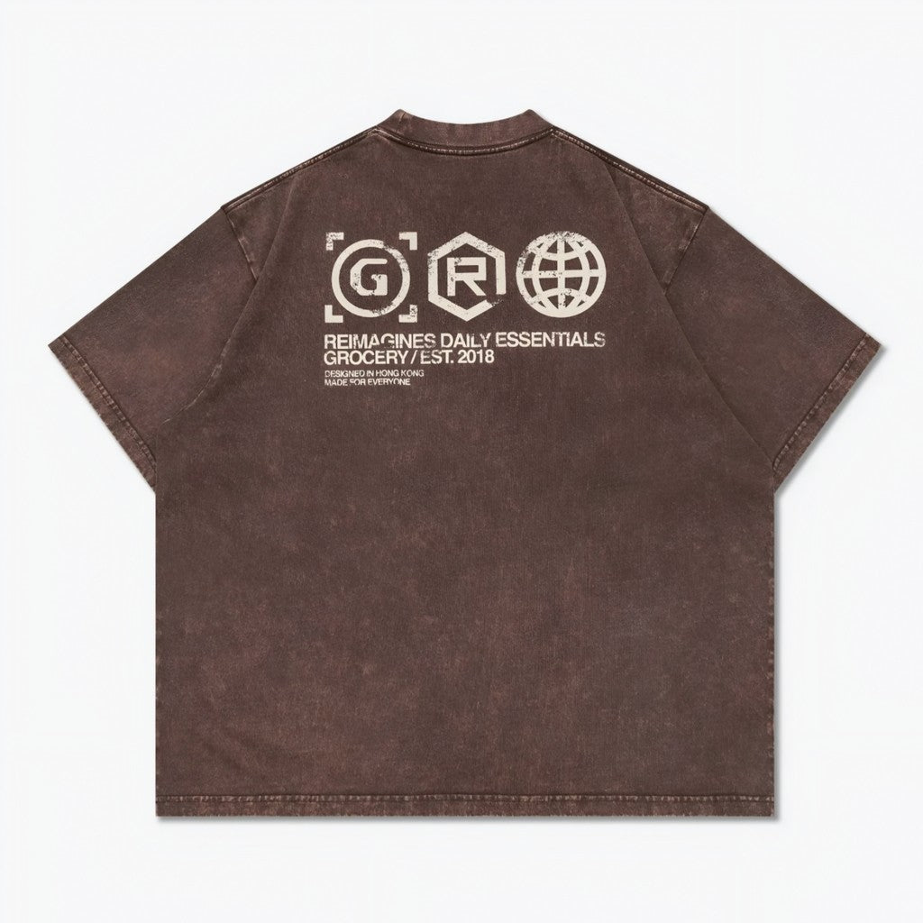 Gro Grocery Daily Essentials Washed Graphic Boxy Tee