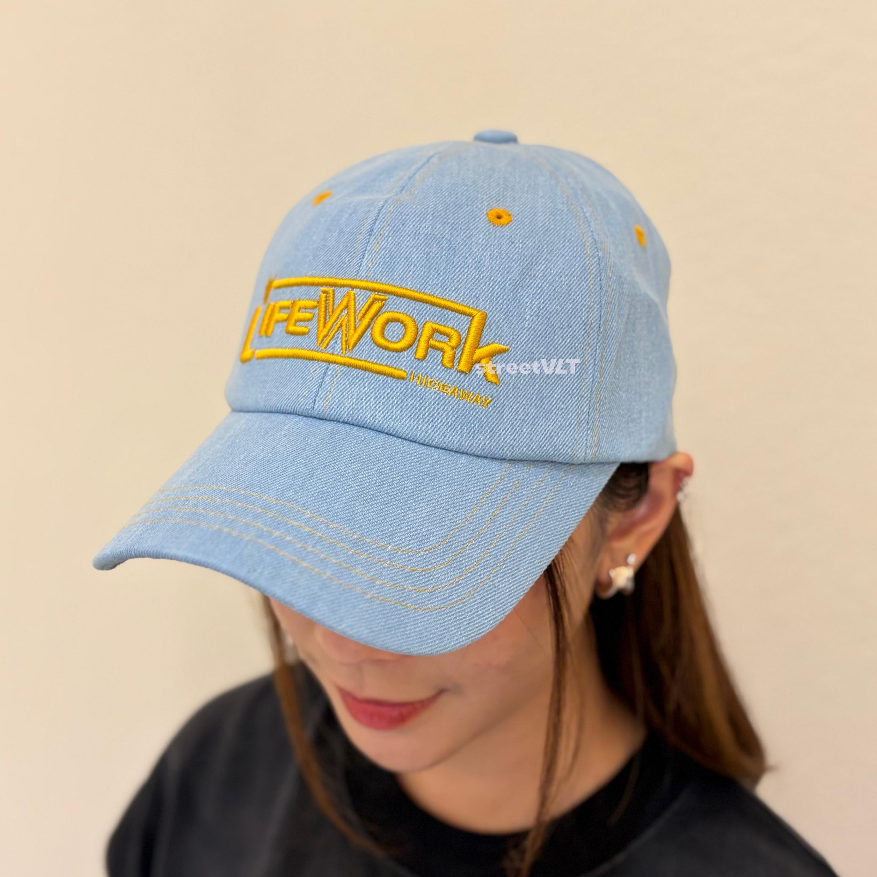 Life Work Korea Stitch Denim Soft Ball Cap