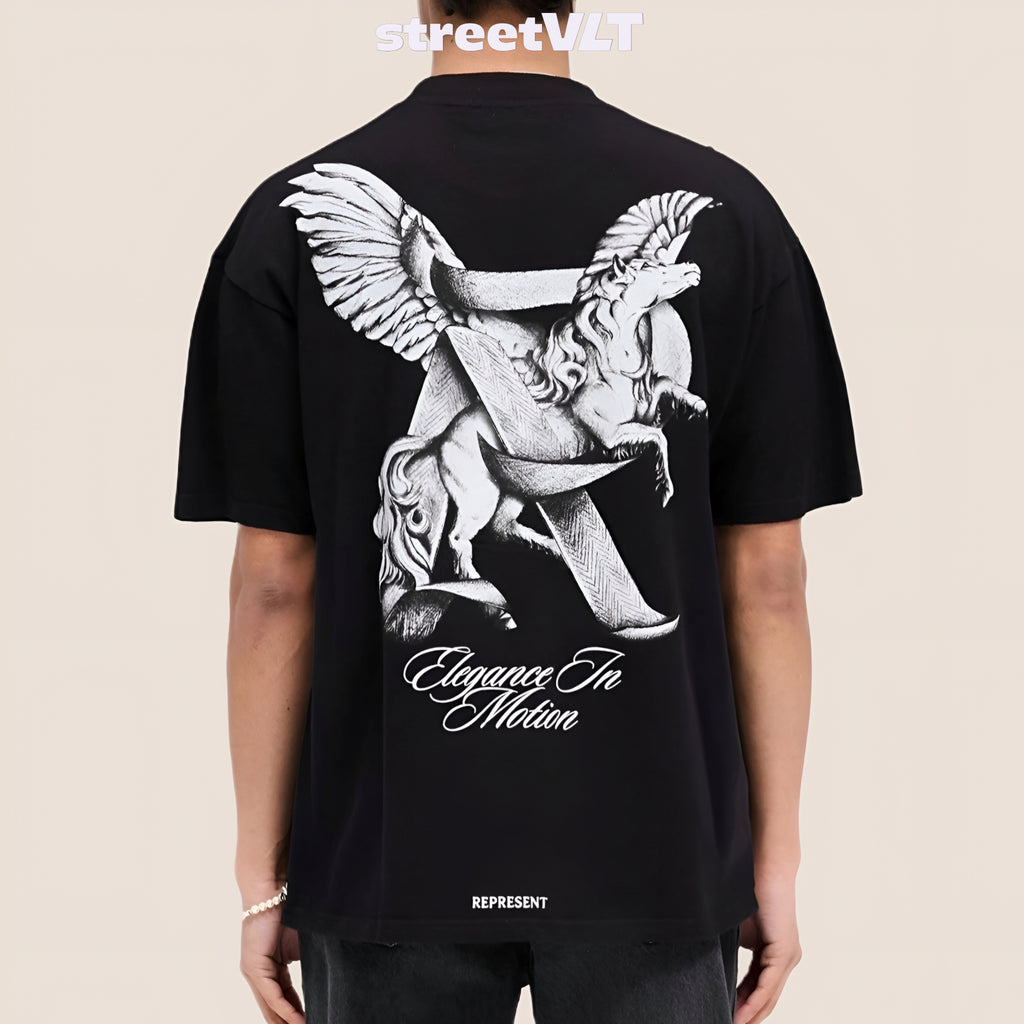 Represent UK Elegance In Motion Jet Black Tee