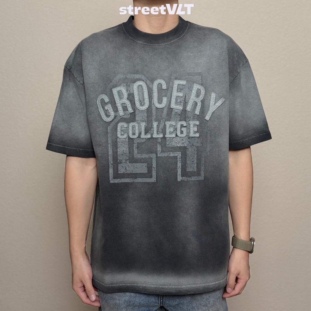Gro Grocery Washed College Patchwork Sun Faded  Tee