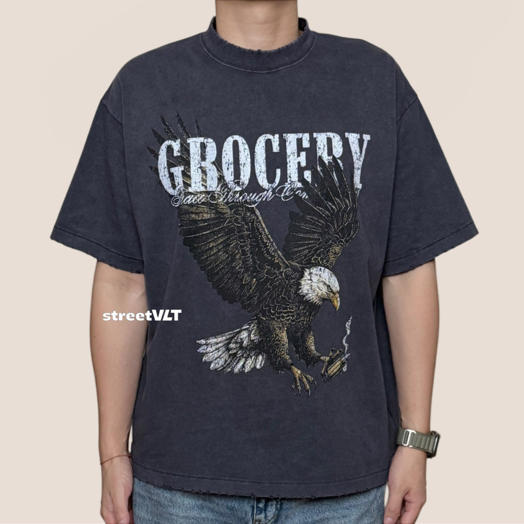 Gro Grocery Vintage Eagle Graphic Washed Boxy Tee