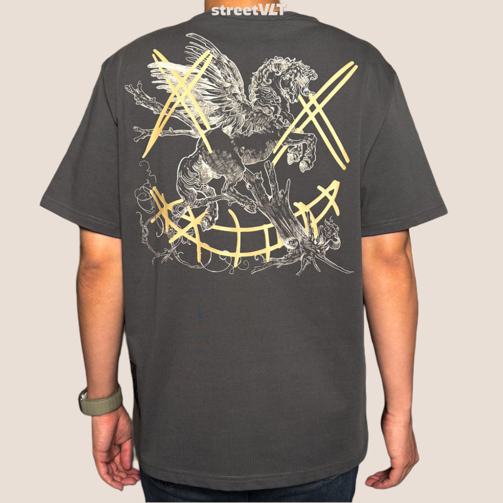 Ricky Is Clown Pegasus Gold Horse Charcoal Grey Tee